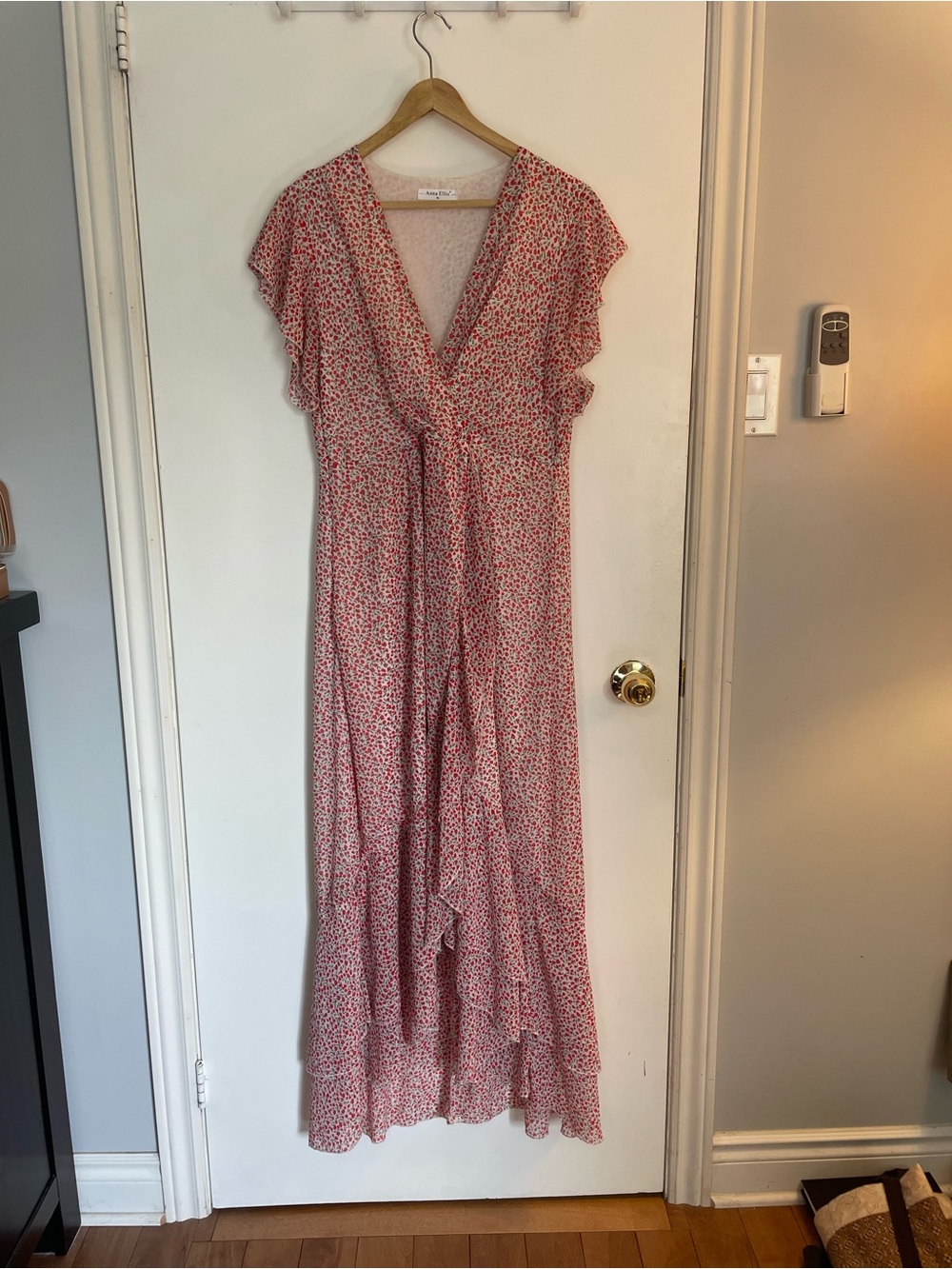 Designer Mini-Floral Ruffle Hi-Low Maxi Dress